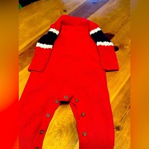 BABY GAP red cable knit sweater onesie - 12-18 months